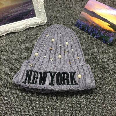 Damska Czapka Typu Beanie W Stylu Vintage New York