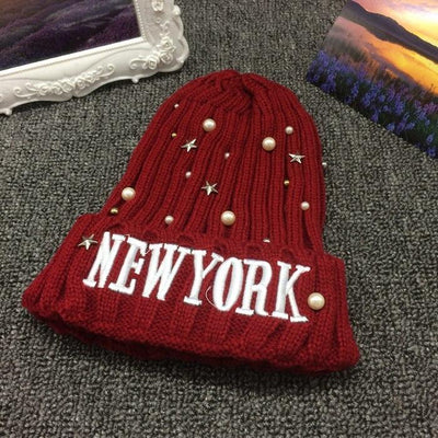 Damska Czapka Typu Beanie W Stylu Vintage New York