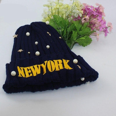 Damska Czapka Typu Beanie W Stylu Vintage New York