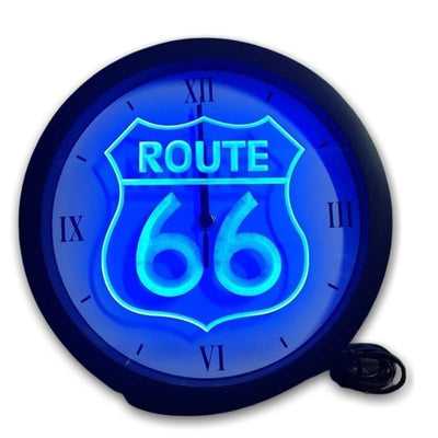Zegar Vintage Neon Route 66