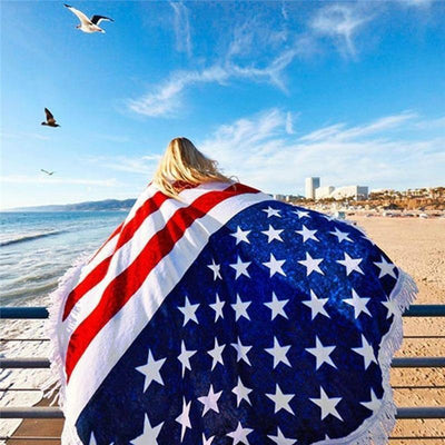 Ręcznik Plażowy W Stylu Vintage Z Flagą Usa