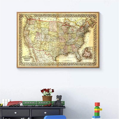 Vintage Mapa Stanów Zjednoczonych Tablica