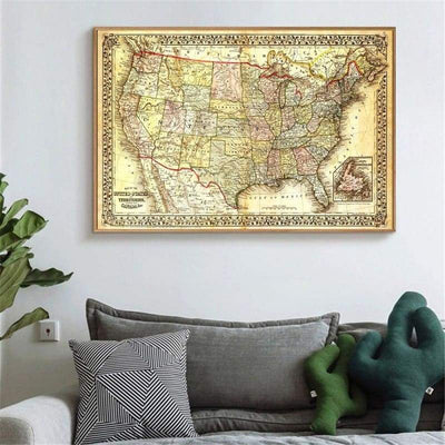 Vintage Mapa Stanów Zjednoczonych Tablica
