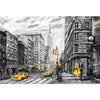 Vintage New York Czarno-Biały Żółty Obraz Taxi