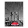 Vintage Malarstwo New York Brooklyn Bridge Czerwony