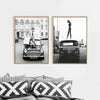 Vintage Czarno-Biały Obraz Samochodowy
